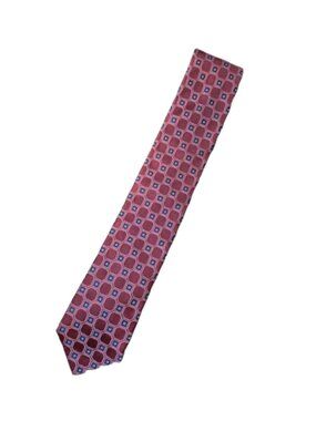Eton Red and Navy Geometric Print 100% Silk Tie
